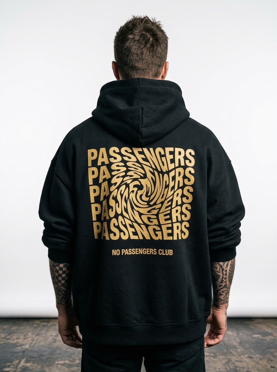 GOLDEN BLURRY Relaxed Black Hoodie