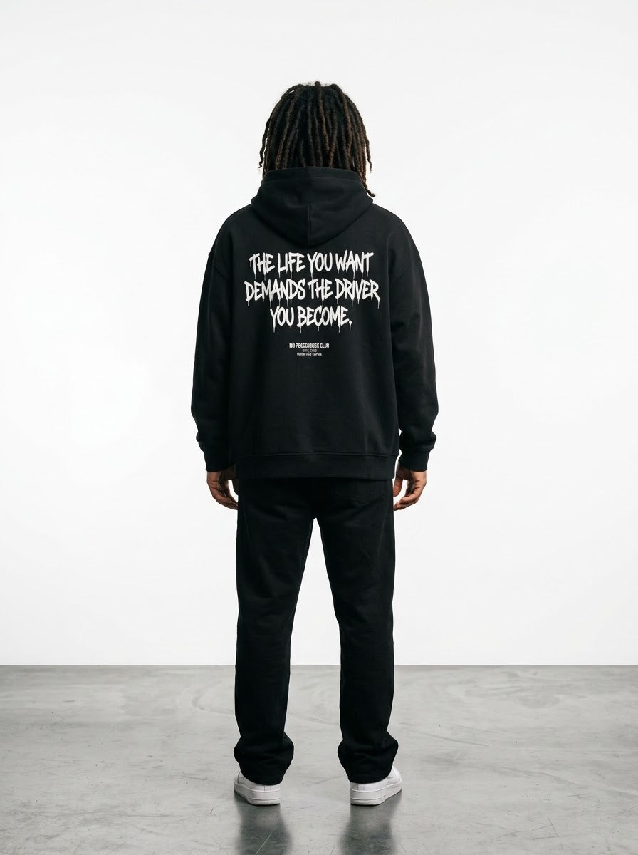 THE LIFE YOU WANT Relaxed Black Hoodie