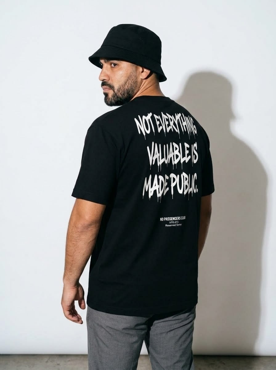 NOT EVERYTHING VALUABLE Oversized Black T-shirt