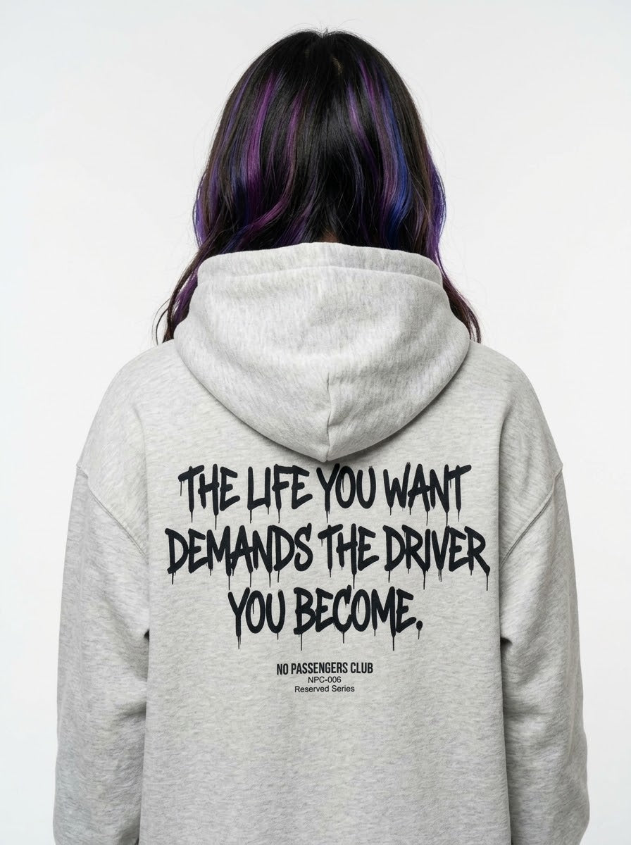 THE LIFE YOU WANT Relaxed Grey Hoodie