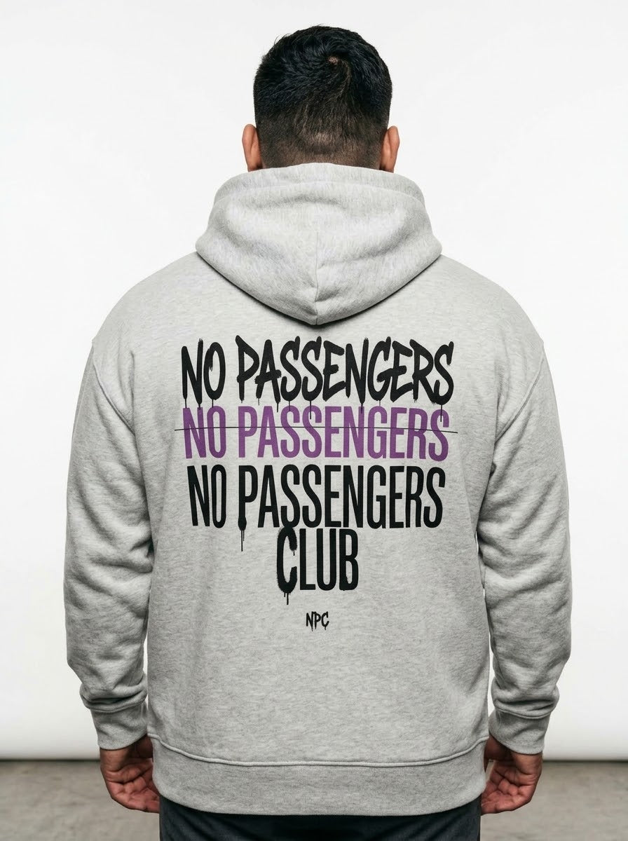 NO PASSENGERS 3X Relaxed Grey Hoodie