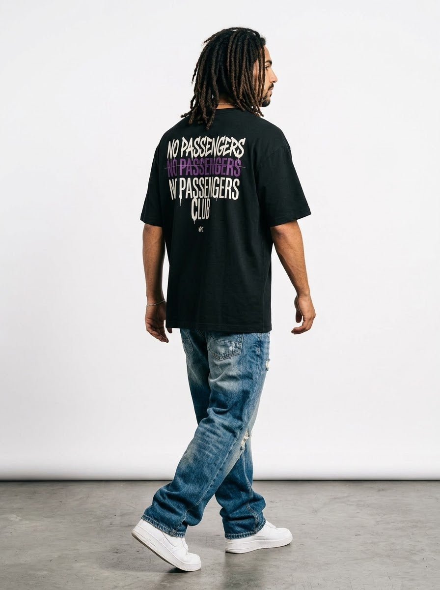 NO PASSENGERS 3X Oversized Black T-shirt