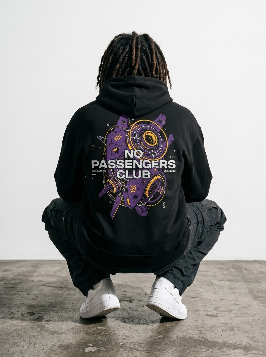 CYBER NPC Relaxed Black Hoodie