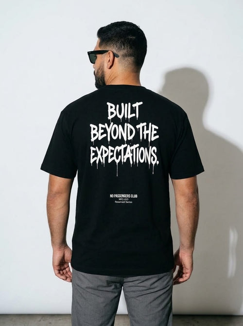 BEYOND EXPECTATIONS Oversized Black T-shirt