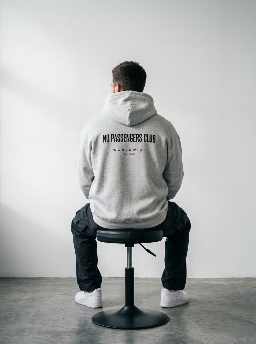 NO PASSENGERS BASIC Relaxed Grey Hoodie