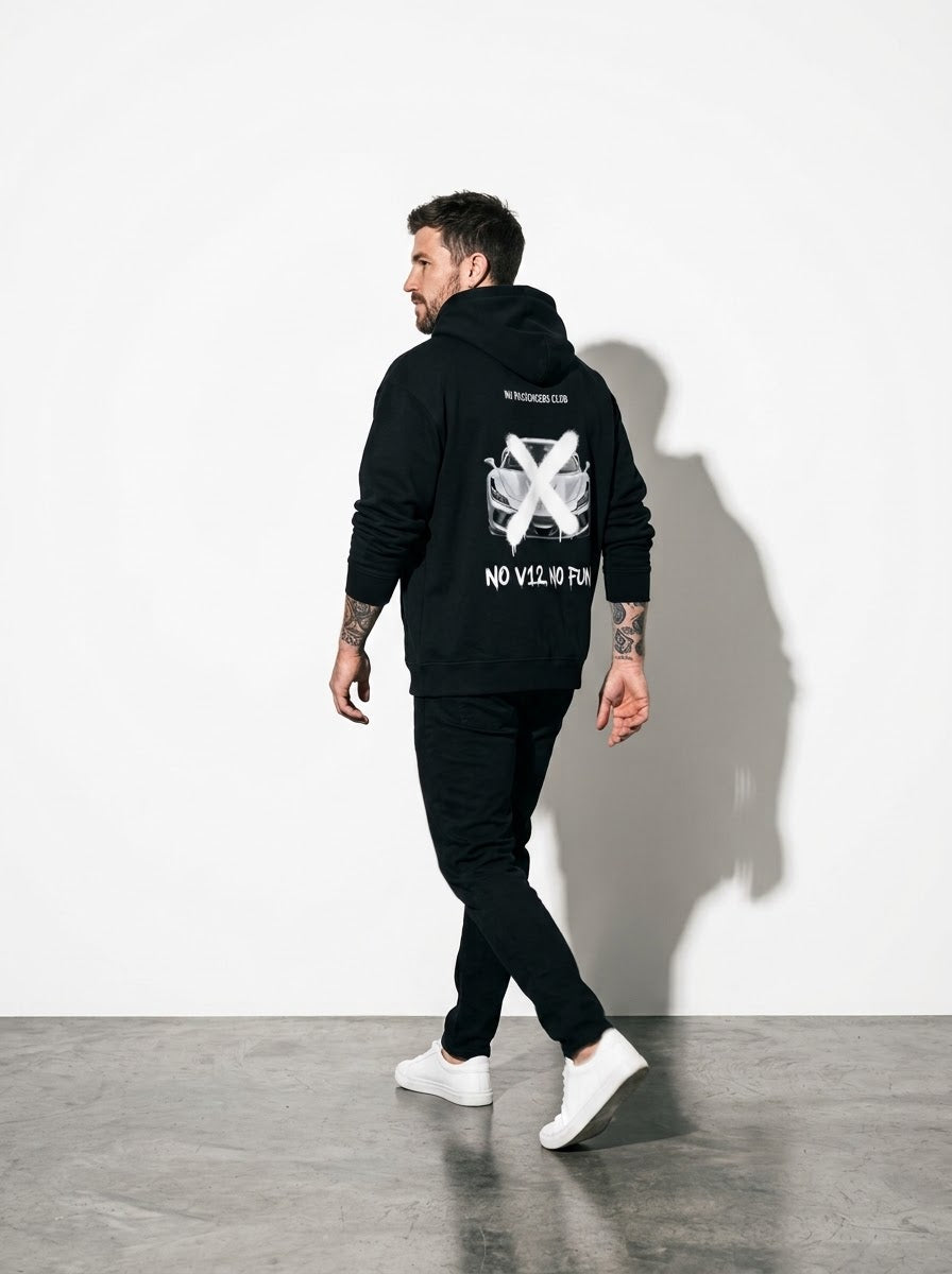 F8 NO FUN™ Relaxed Black Hoodie