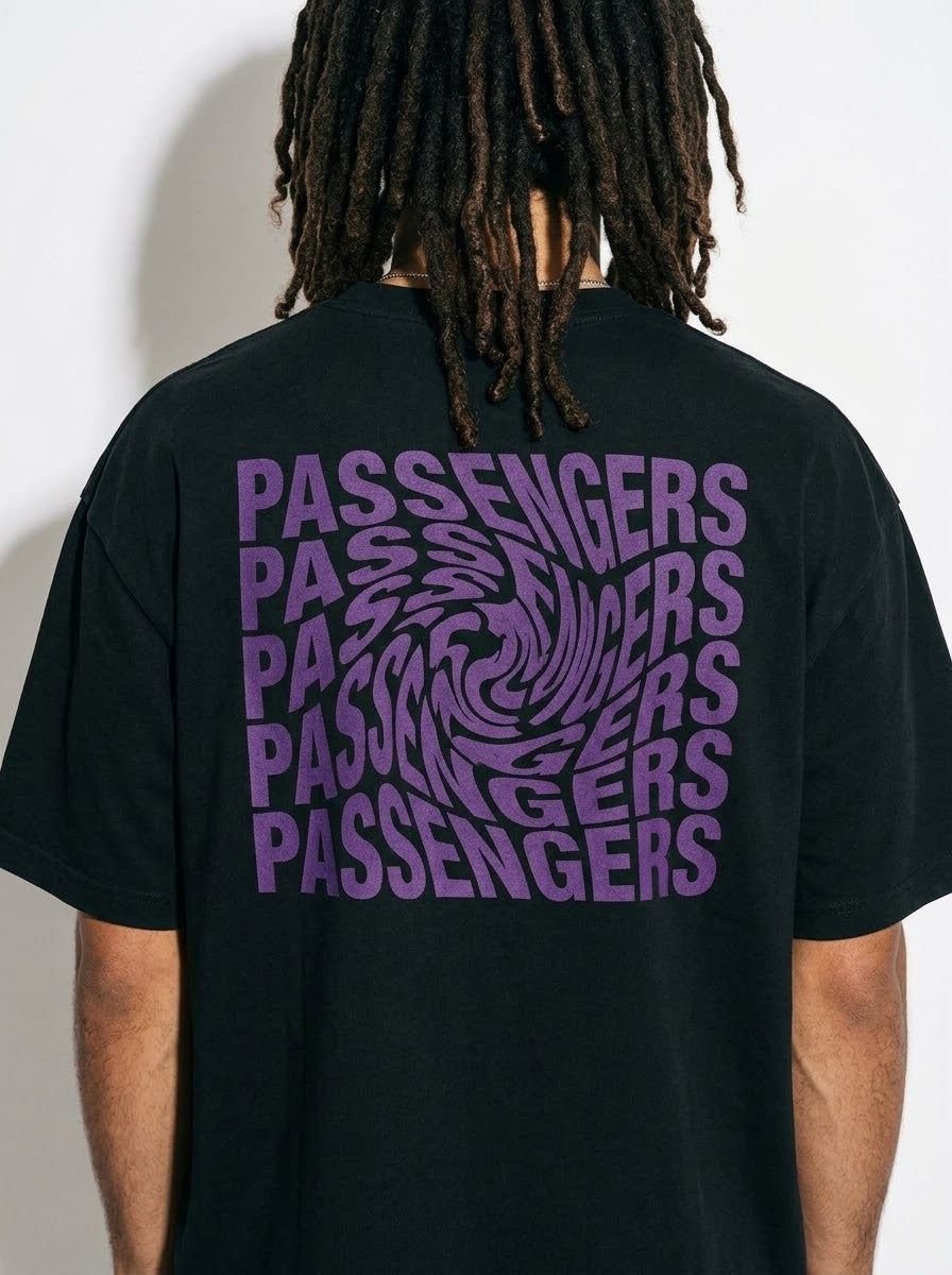 PURPLE BLURRY Oversized Black T-shirt