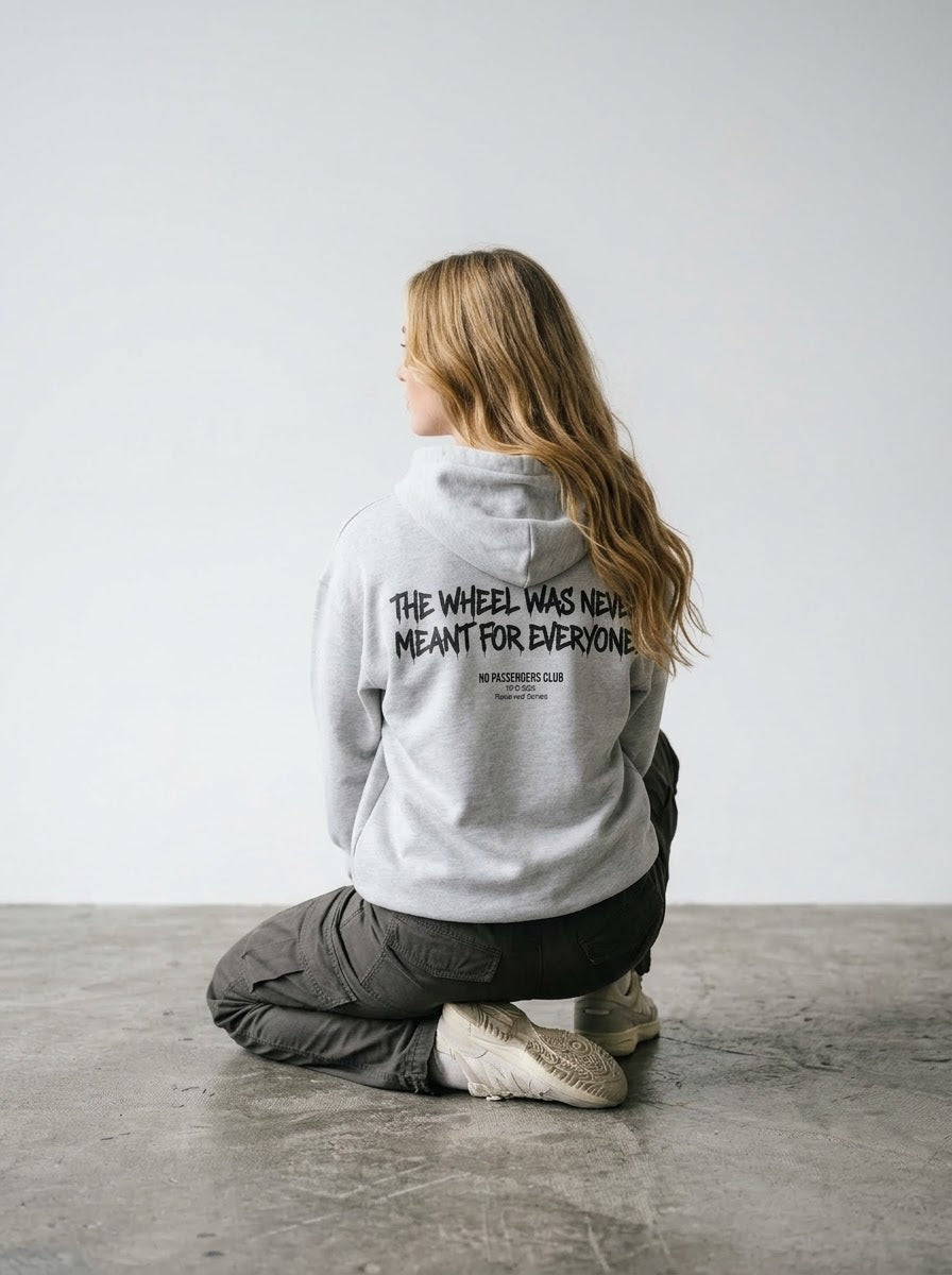 NEVER MEANT FOR EVERYONE Relaxed Grey Hoodie
