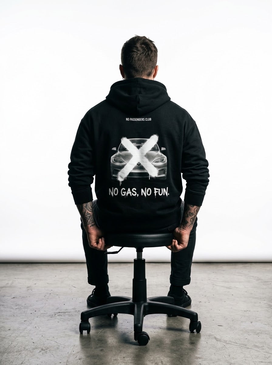 MODEL S NO FUN™ Relaxed Black Hoodie