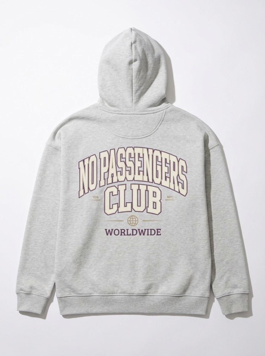 NO PASSENGERS UNIVERSITY Relaxed Grey Hoodie