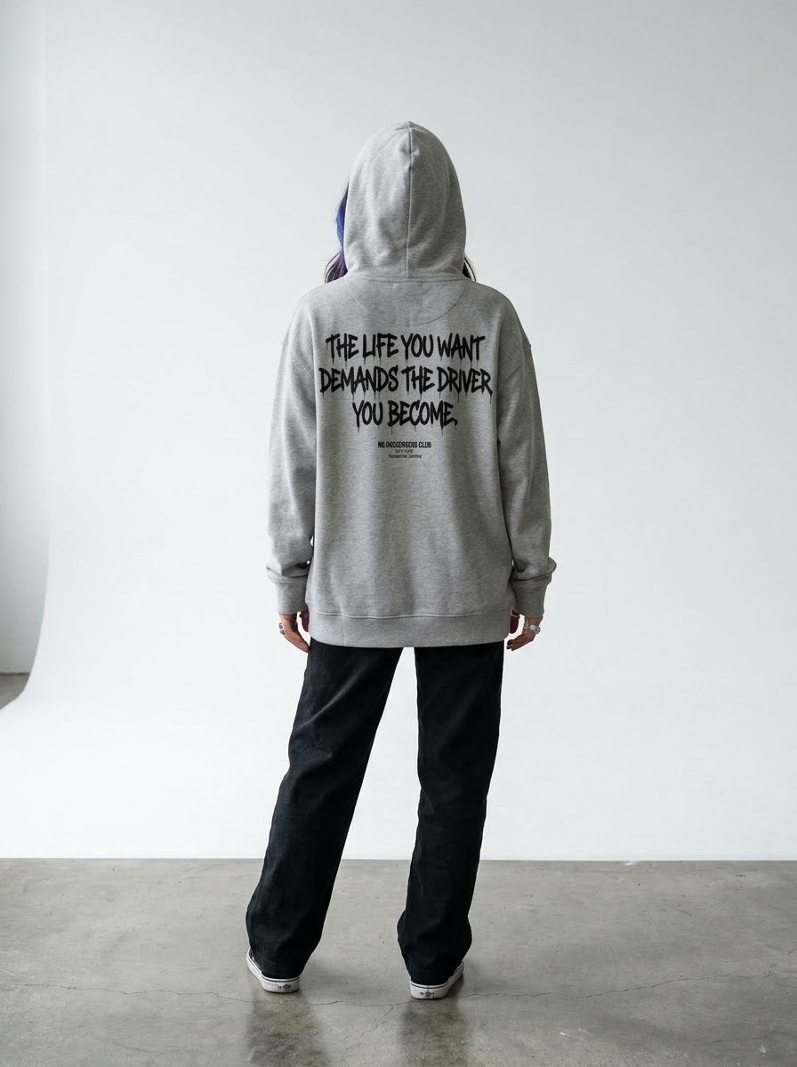THE LIFE YOU WANT Relaxed Grey Hoodie
