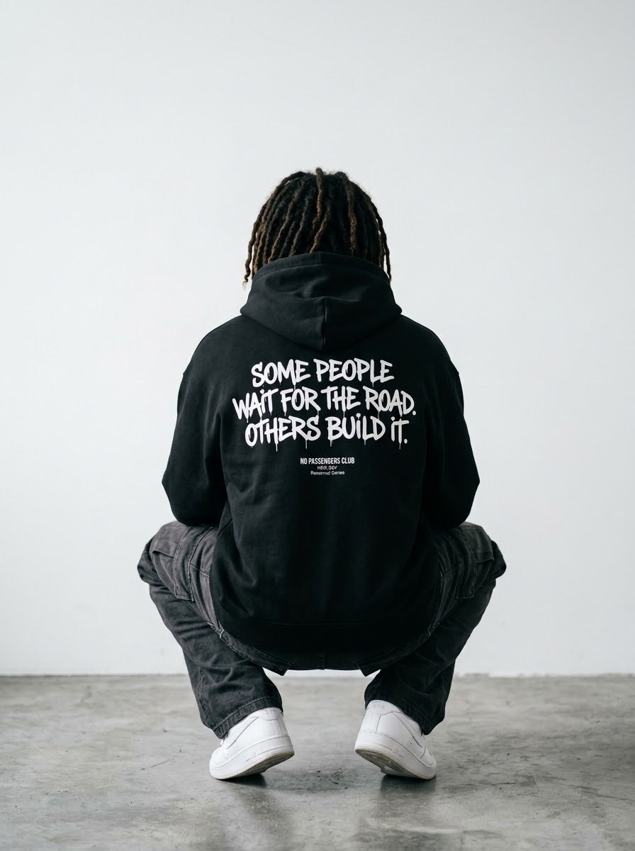 OTHERS BUILD IT Relaxed Black Hoodie