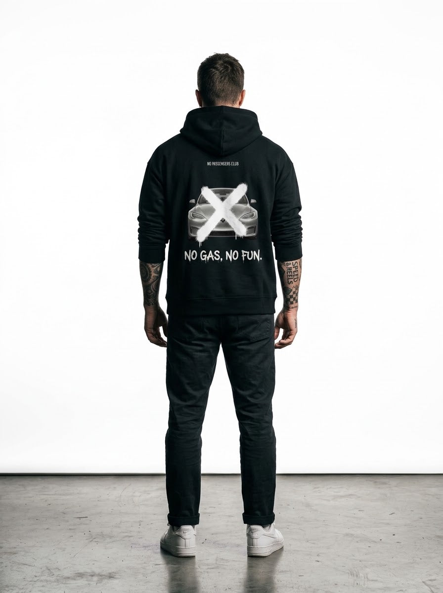 MODEL S NO FUN™ Relaxed Black Hoodie