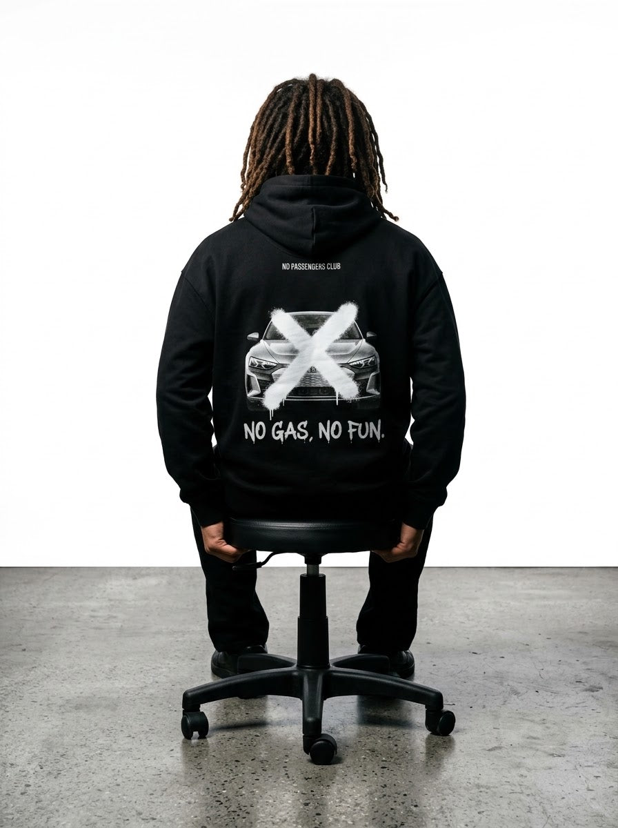 E-TRON NO FUN™ Relaxed Black Hoodie