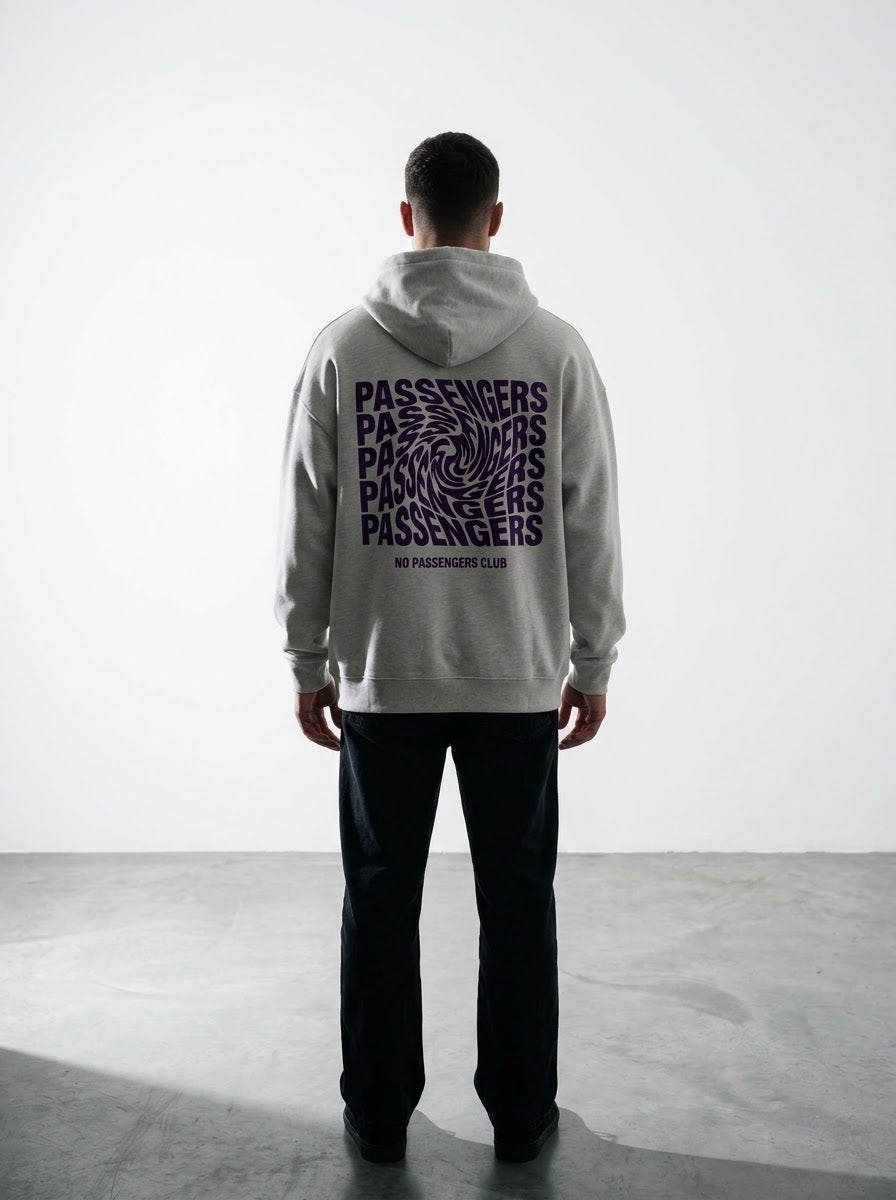 PURPLE BLURRY Relaxed Grey Hoodie