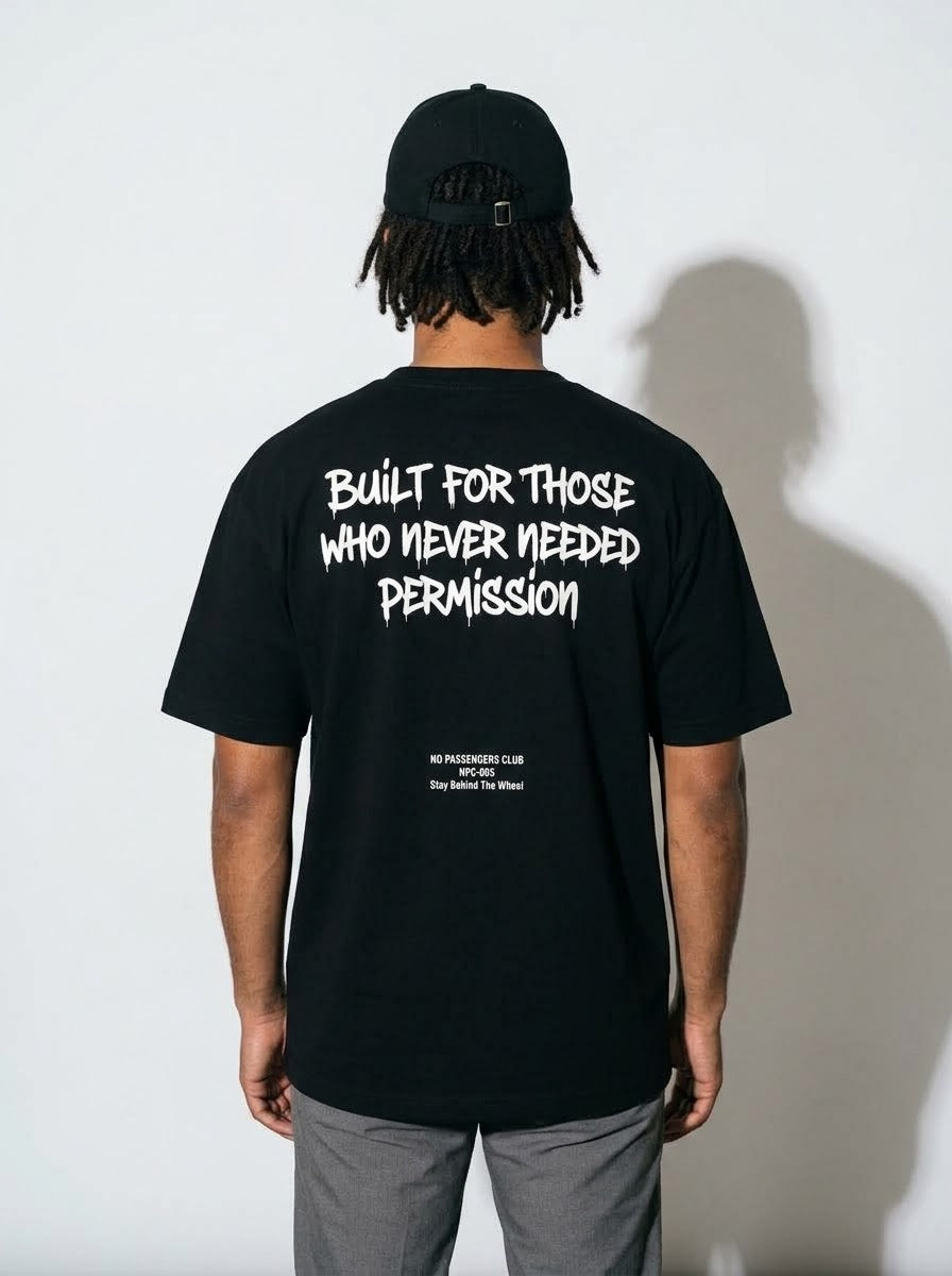 BUILT WITHOUT PERMISSION Oversized Black T-shirt