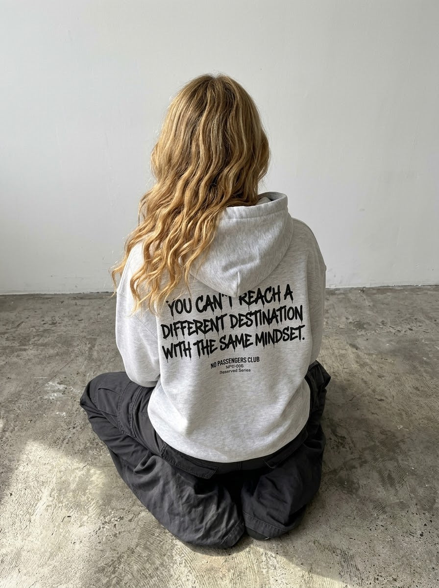 DIFFERENT DESTINATION Relaxed Grey Hoodie