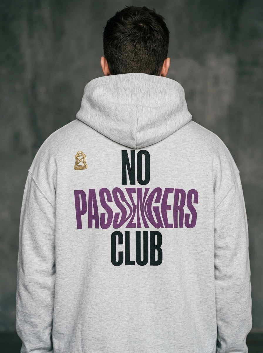 NO PASSENGERS VOID Relaxed Grey Hoodie