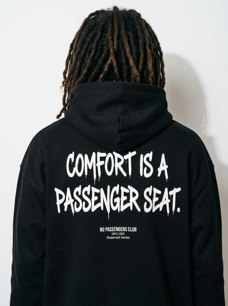 PASSENGER SEAT Relaxed Black Hoodie