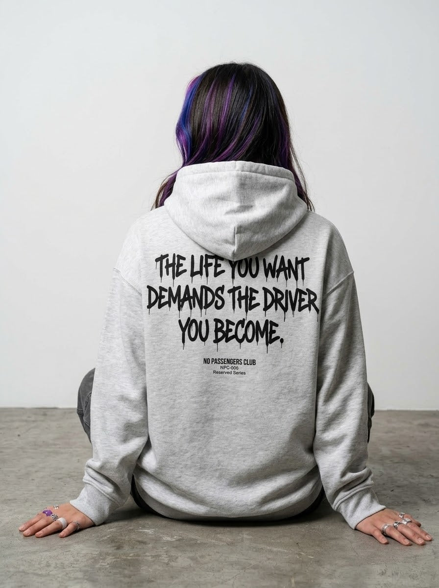 THE LIFE YOU WANT Relaxed Grey Hoodie