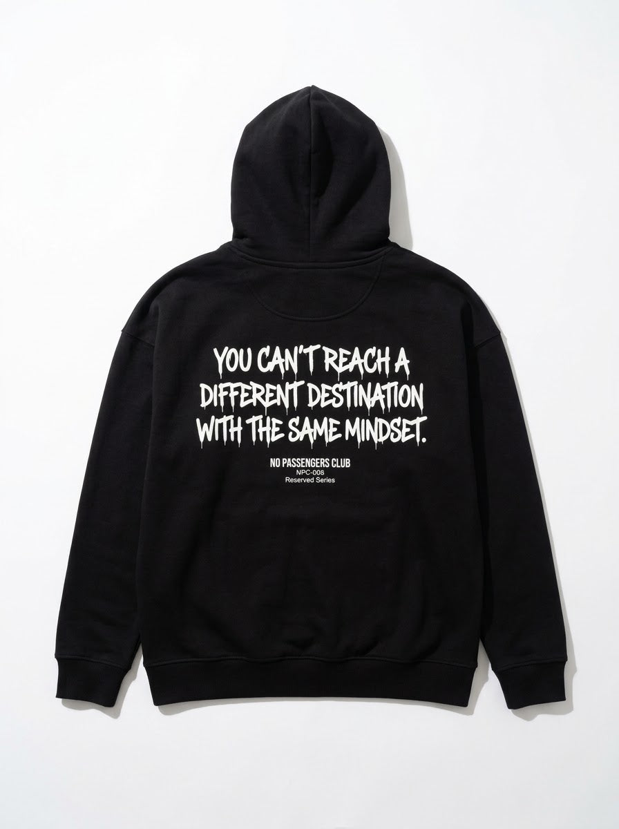 DIFFERENT DESTINATION Relaxed Black Hoodie
