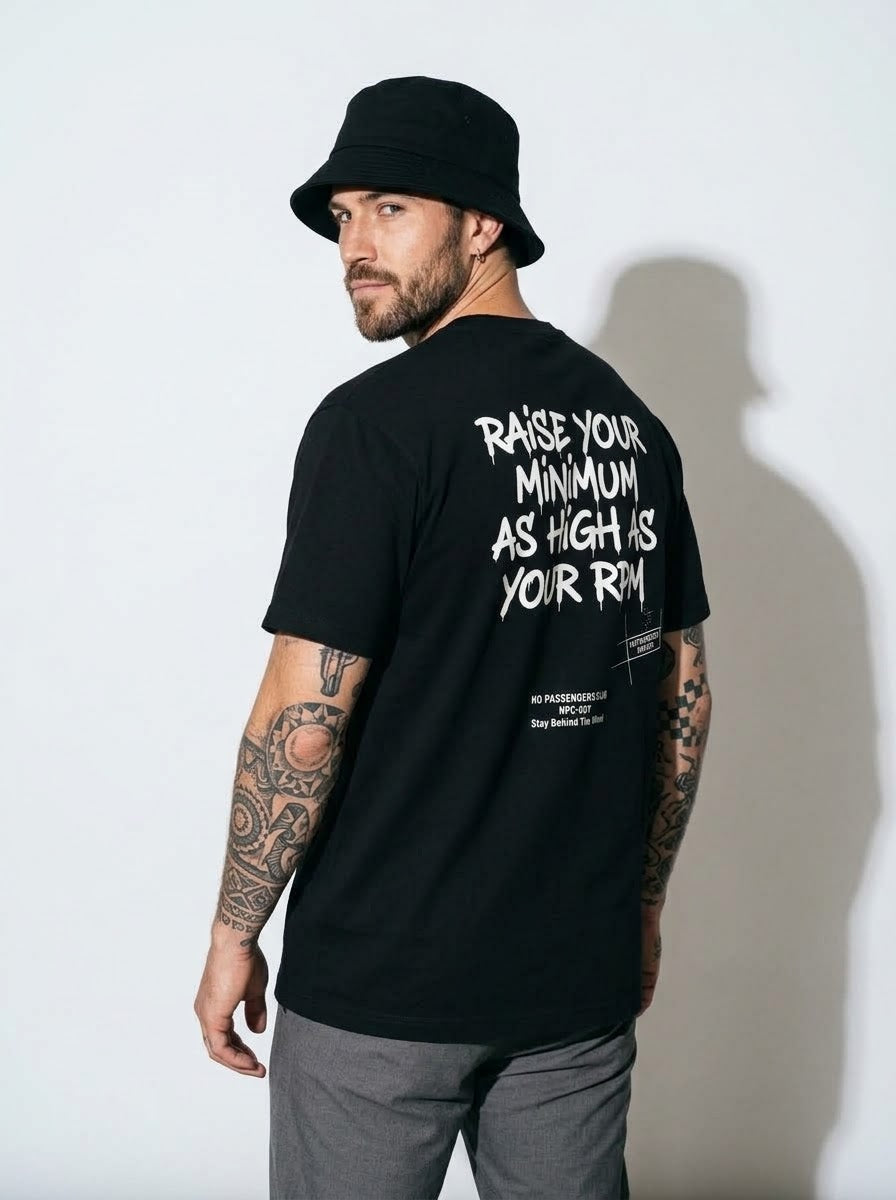 RAISE YOUR MINIMUM Oversized Black T-shirt