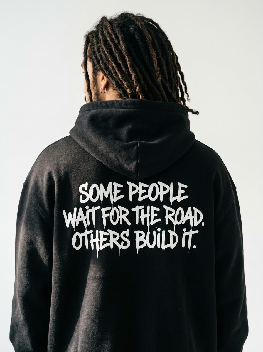 OTHERS BUILD IT Relaxed Black Hoodie