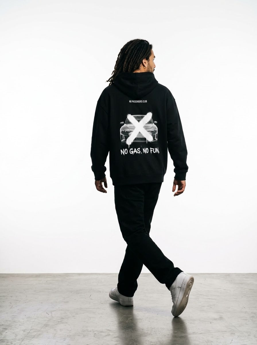 E-TRON NO FUN™ Relaxed Black Hoodie