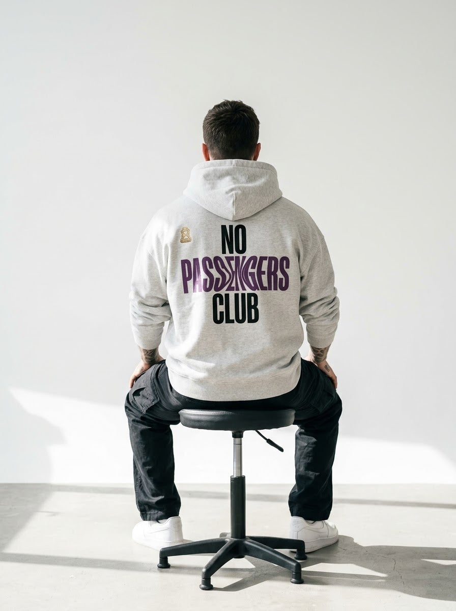 NO PASSENGERS VOID Relaxed Grey Hoodie