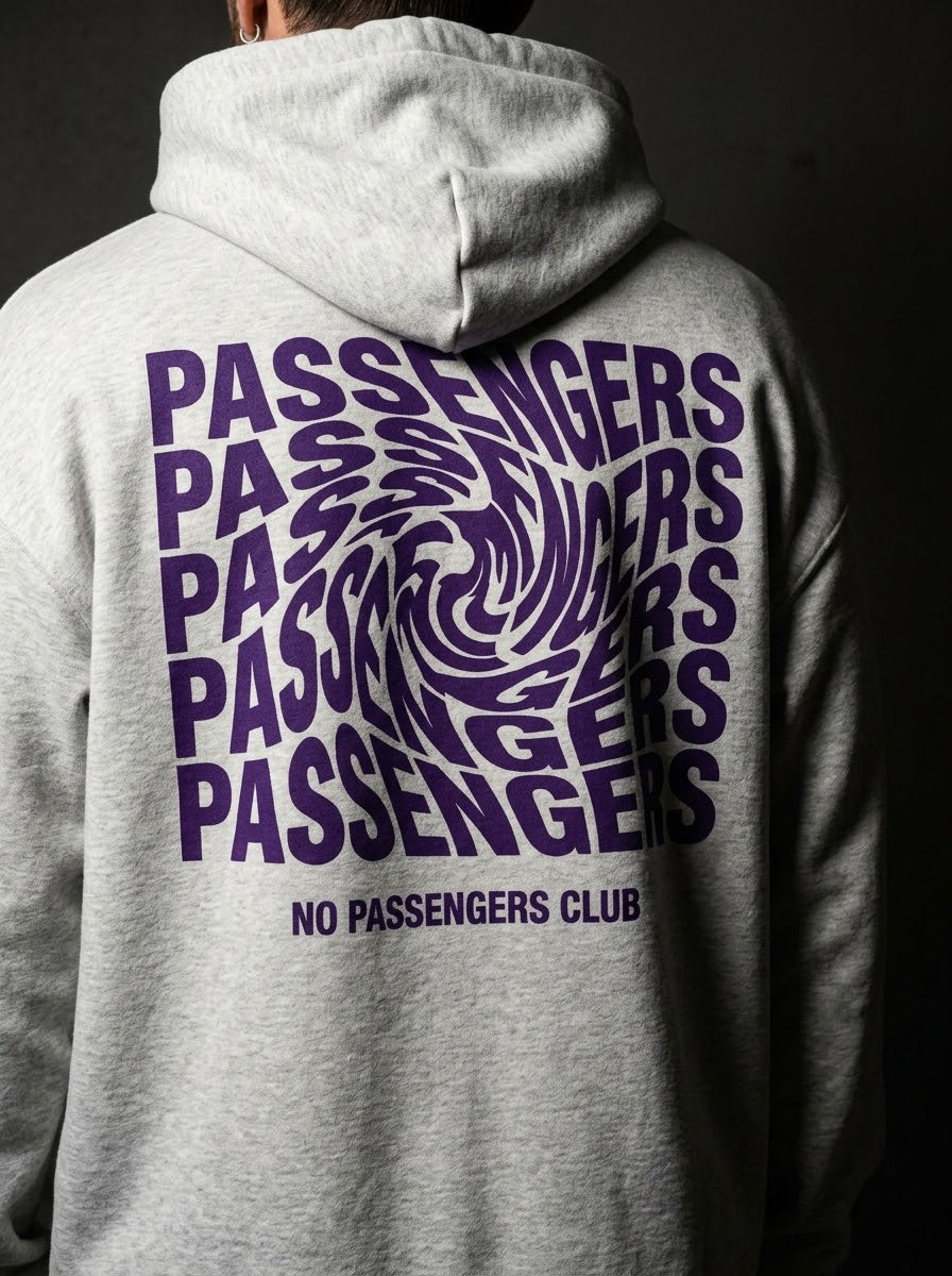 PURPLE BLURRY Relaxed Grey Hoodie