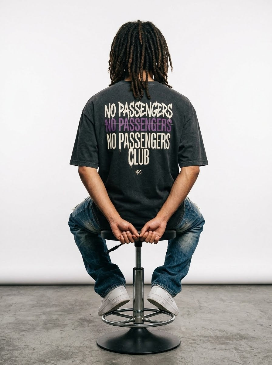 NO PASSENGERS 3X Oversized Black T-shirt