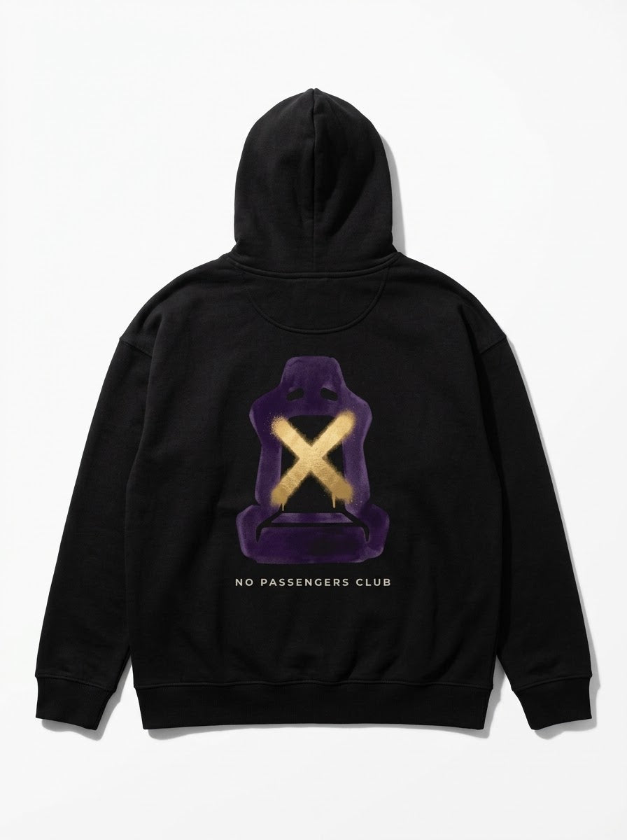 NO PASSENGERS SEAT Relaxed Black Hoodie