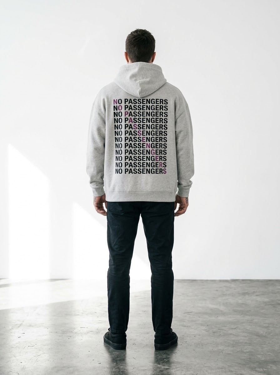 NO PASSENGERS CROSS Relaxed Grey Hoodie