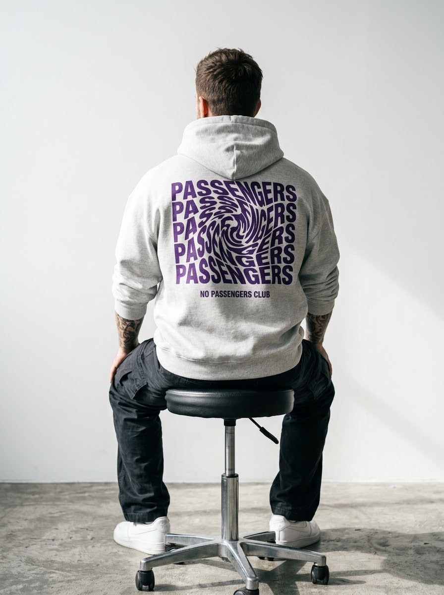 PURPLE BLURRY Relaxed Grey Hoodie