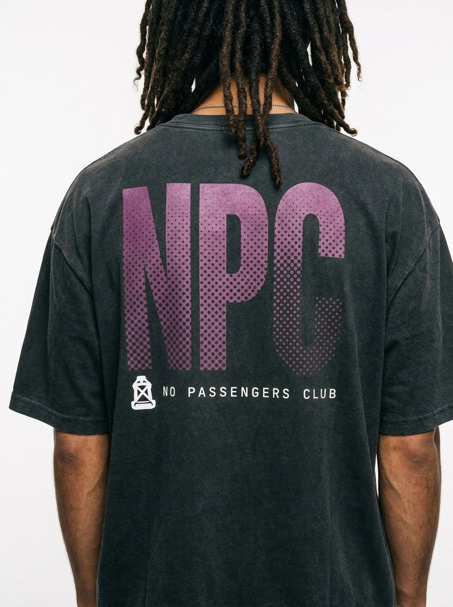 PURPLE GRADIENT Oversized Black T-shirt