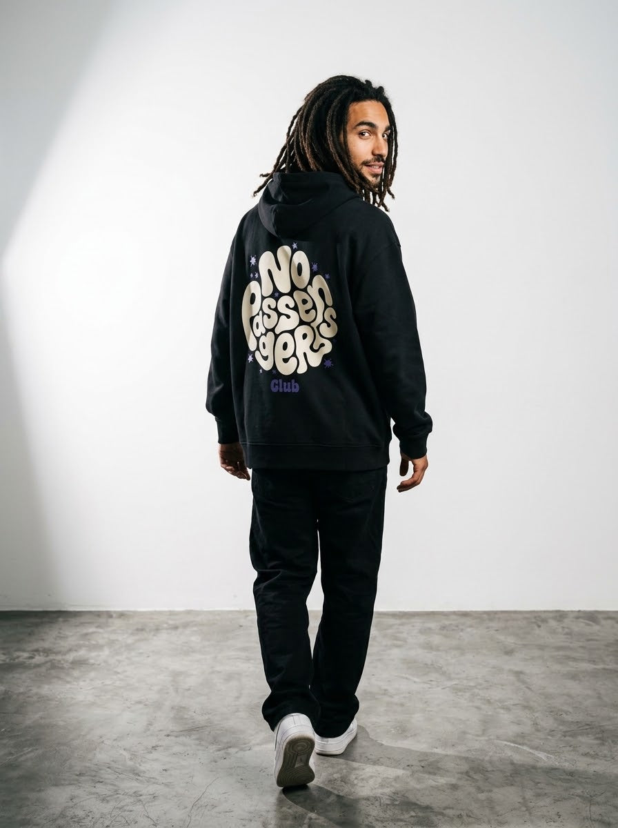SOFT NO PASSENGERS Relaxed Black Hoodie
