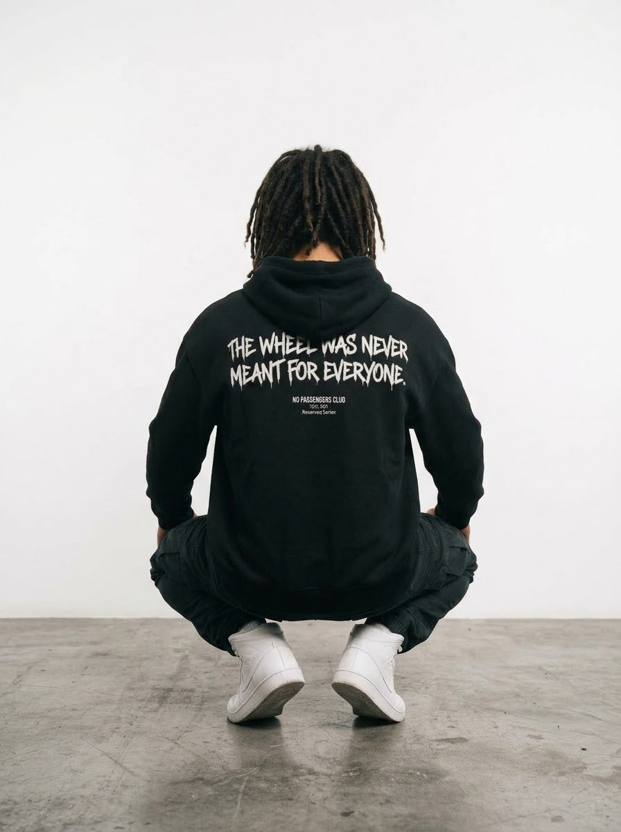 NEVER MEANT FOR EVERYONE Relaxed Black Hoodie