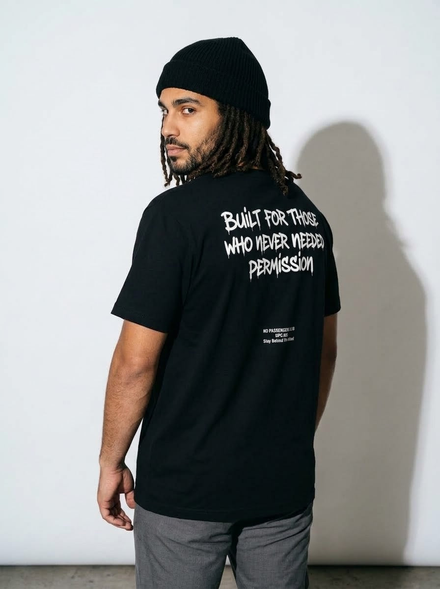 BUILT WITHOUT PERMISSION Oversized Black T-shirt