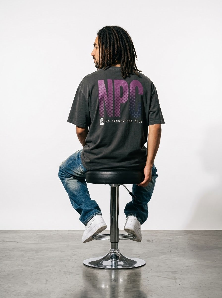 PURPLE GRADIENT Oversized Black T-shirt