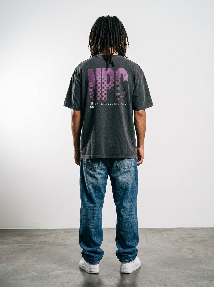 PURPLE GRADIENT Oversized Black T-shirt