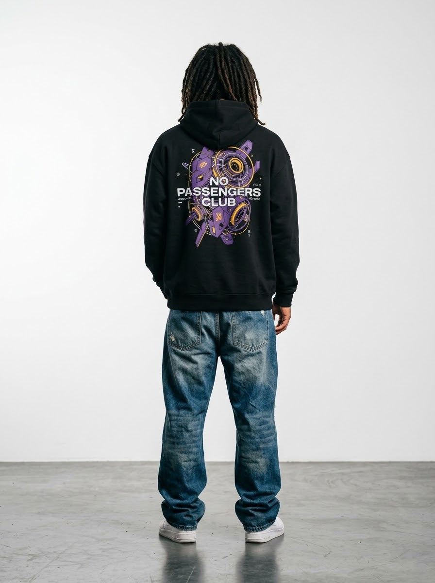 CYBER NPC Relaxed Black Hoodie
