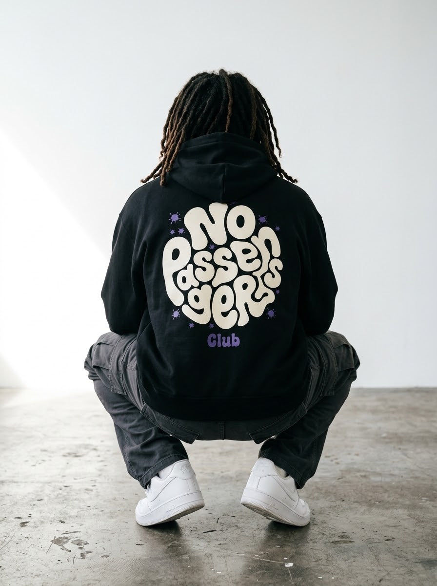 SOFT NO PASSENGERS Relaxed Black Hoodie