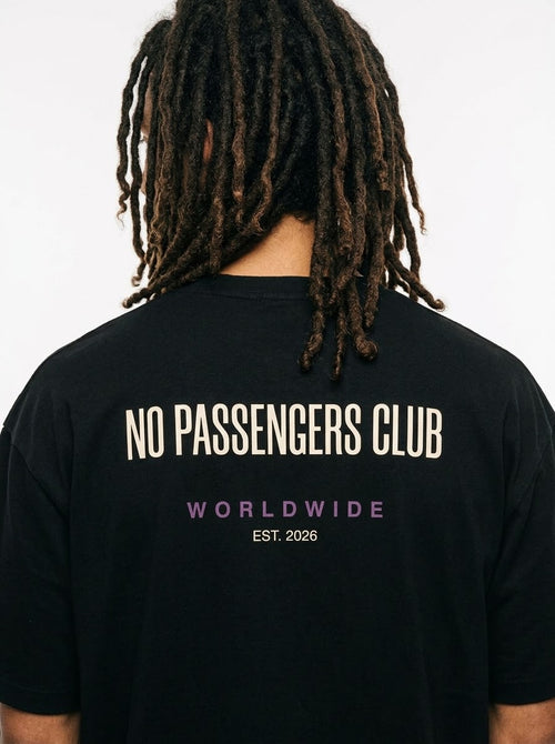 BASIC NO PASSENGERS Oversized Black T-shirt