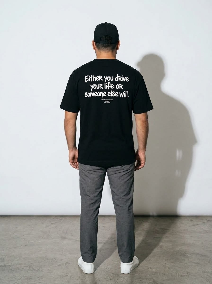 DRIVE YOUR LIFE Oversized Black T-shirt