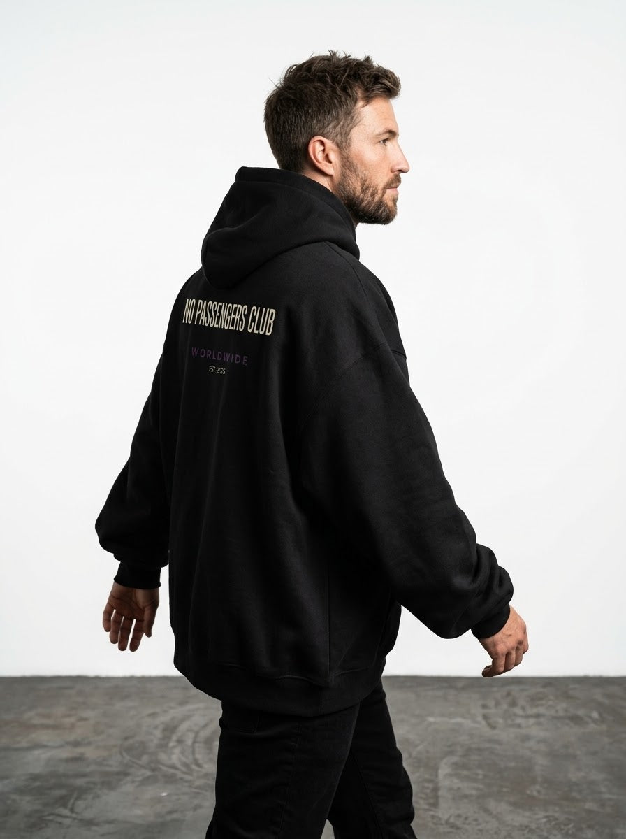 BASIC NO PASSENGERS Relaxed Black Hoodie