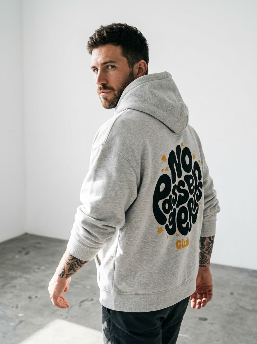 NO PASSENGERS SOFT Relaxed Grey Hoodie