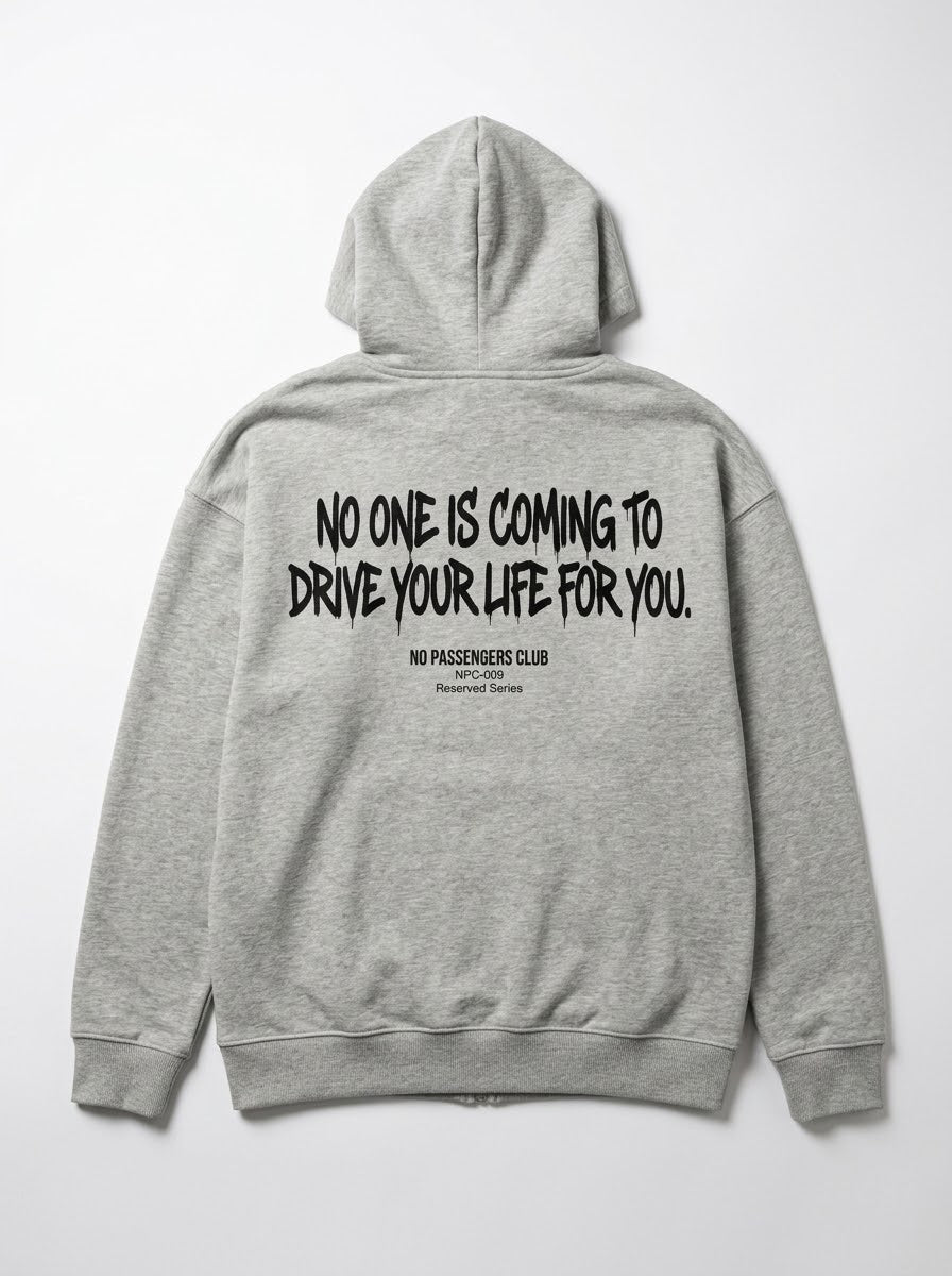 DRIVE YOUR LIFE Relaxed Grey Hoodie