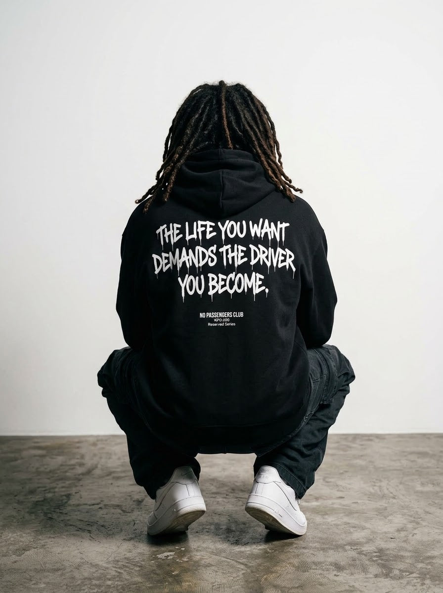 THE LIFE YOU WANT Relaxed Black Hoodie