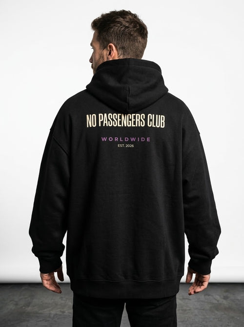 BASIC NO PASSENGERS Relaxed Black Hoodie