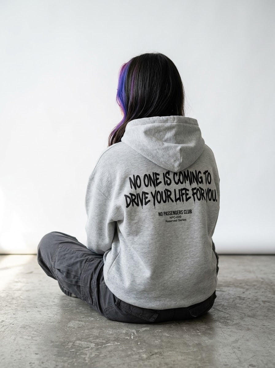 DRIVE YOUR LIFE Relaxed Grey Hoodie